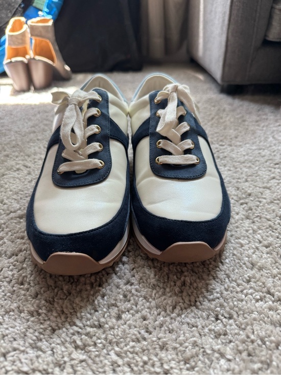 crown & ivy Shoes - Crown and ivy Casual Lace-Up Sneakers in white & Navy